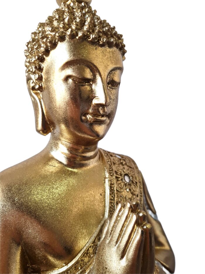 Estátua de Buda tailandês pintura especial dourada com espelhos 36cm