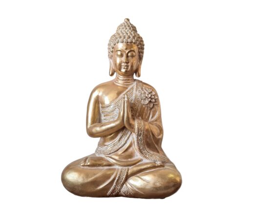 Estátua de Buda tailandês pintura especial dourada com tecnica pátina 30cm