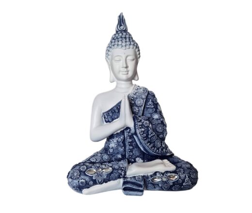 Estátua de Buda tailandês pintura especial texturizada com pedras 27cm