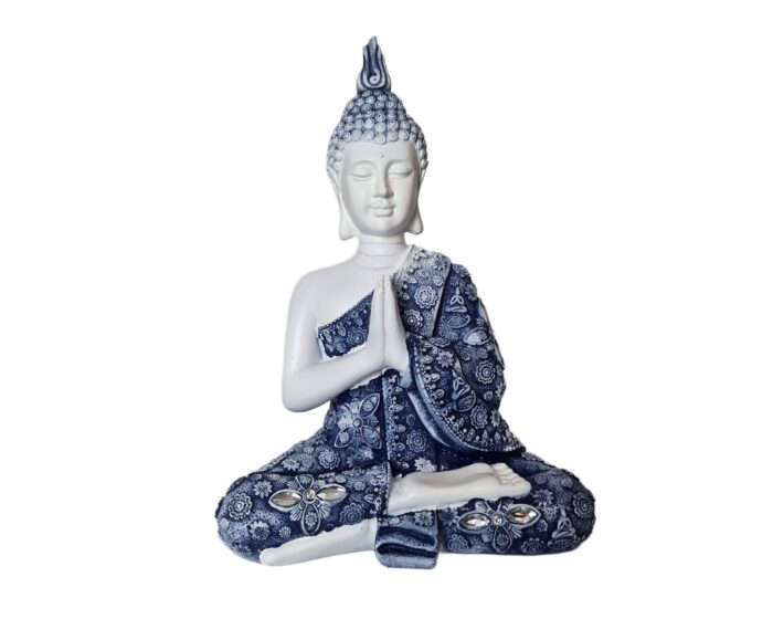Estátua de Buda tailandês pintura especial texturizada com pedras 27cm