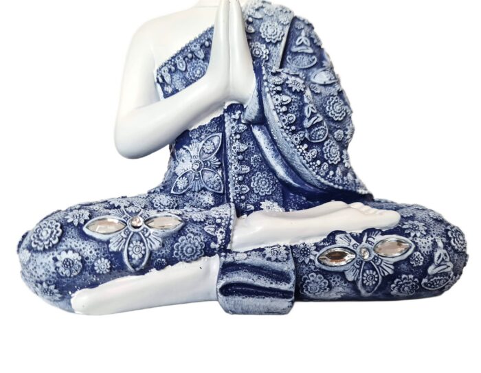 Estátua de Buda tailandês pintura especial texturizada com pedras 27cm