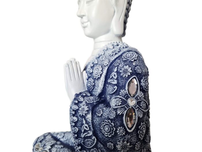 Estátua de Buda tailandês pintura especial texturizada com pedras 27cm