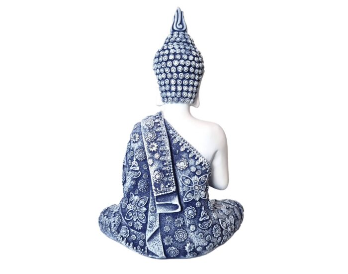Estátua de Buda tailandês pintura especial texturizada com pedras 27cm