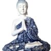 Estátua de Buda tailandês pintura especial texturizada com pedras 27cm