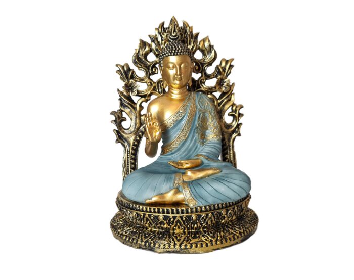 Estátua de Buda tailandês em trono ornamentado com 21cm