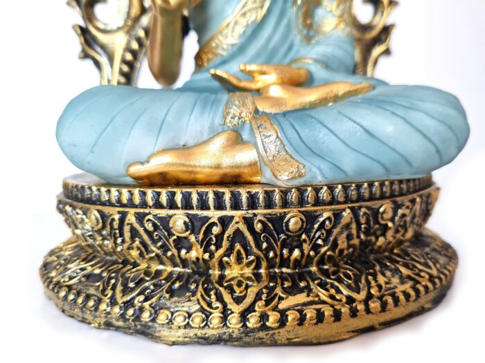 Estátua de Buda tailandês em trono ornamentado com 21cm