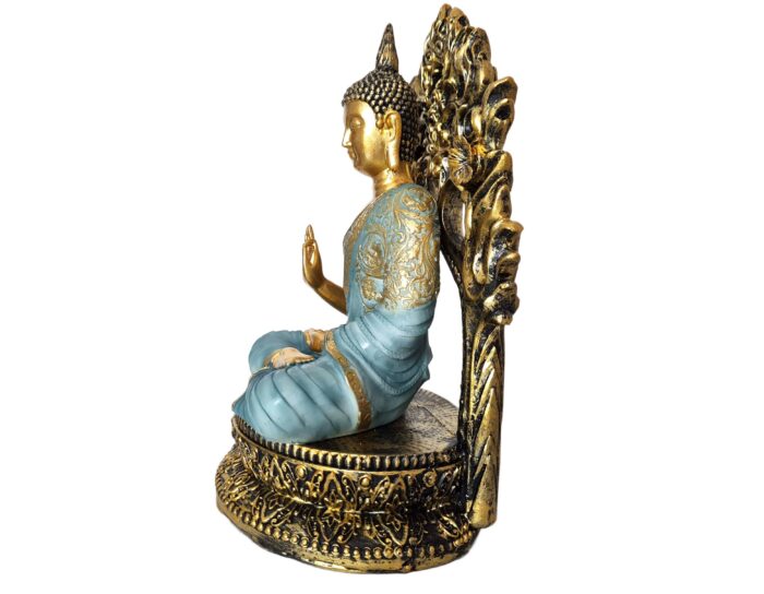 Estátua de Buda tailandês em trono ornamentado com 21cm