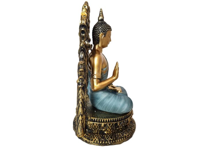 Estátua de Buda tailandês em trono ornamentado com 21cm