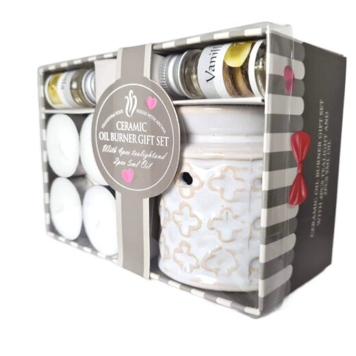 kit Presente de Rechaud Difusor a base de vela design trevo branco