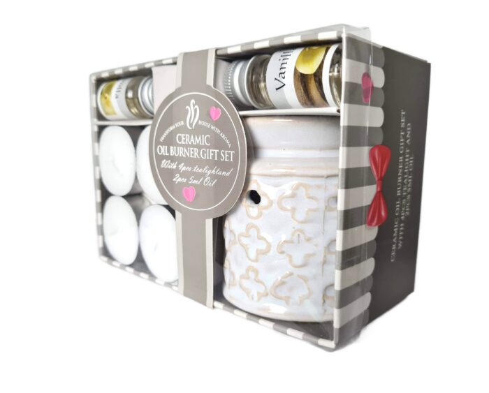 20261014_232122 kit Presente de Rechaud Difusor a base de vela design trevo branco