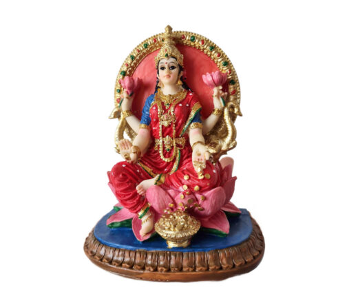 Lakshmi em estátua resinada colorida 13cm