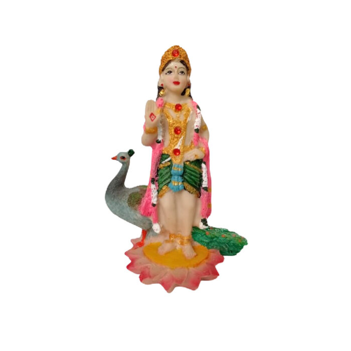 Krishna em estátua de resina colorida 14cm