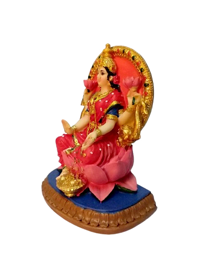 Lakshmi em estátua resinada colorida 13cm