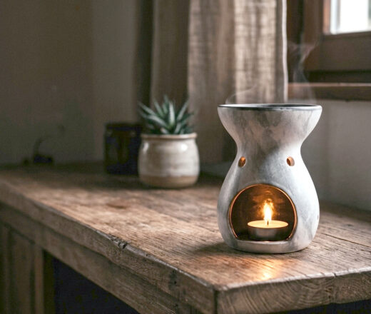 Rechaud Difusor a base de vela design vaso cinza e preto rústico